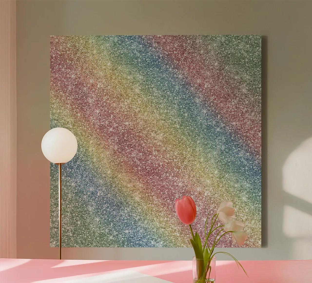 Glitter arcobaleno tela con Cornice a cassetta da Happy Littles