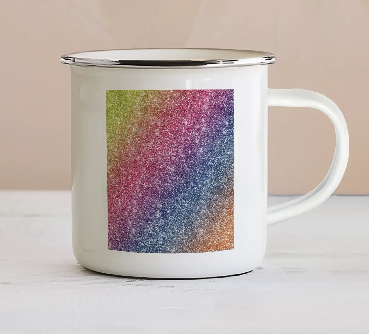 Glitter arcobaleno tazza in smalto da Happy Littles