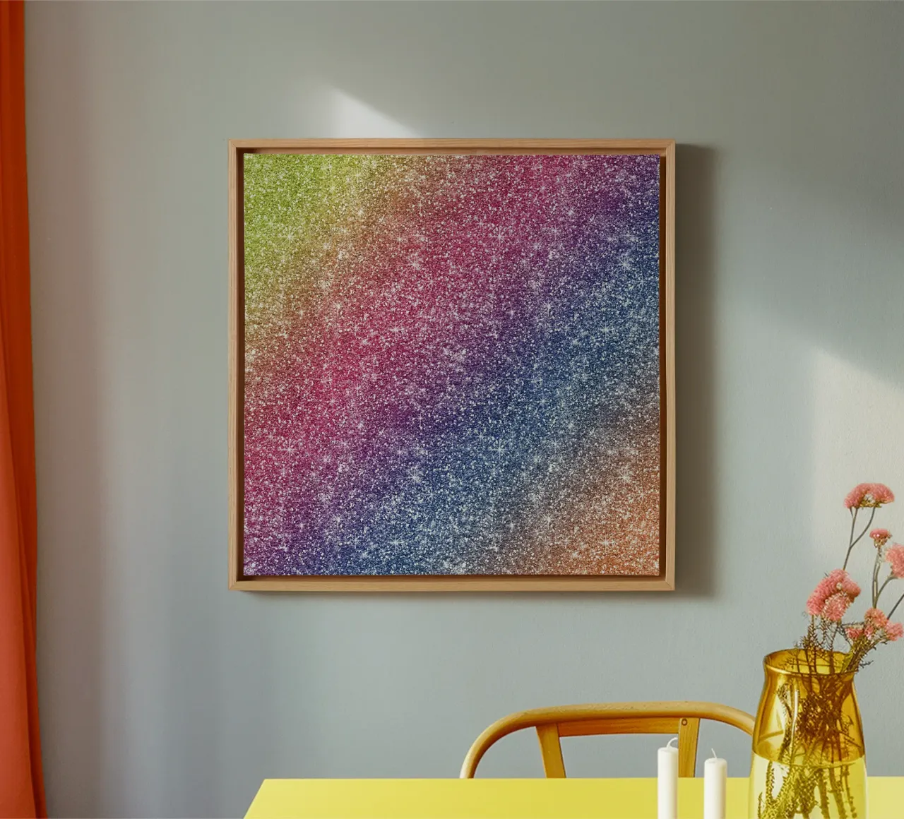 Glitter arcobaleno tela con Cornice a cassetta da Happy Littles