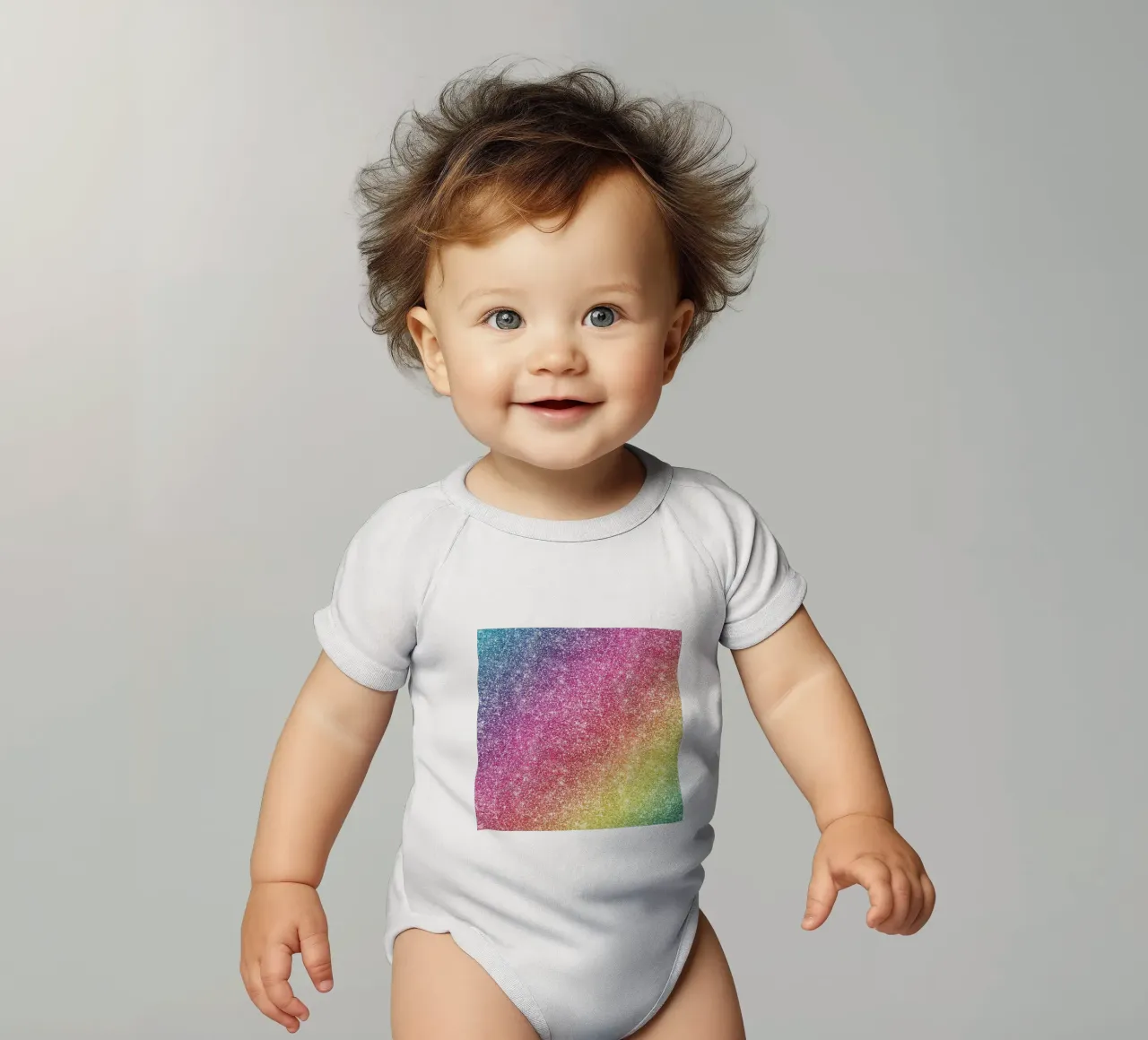 Glitter arcobaleno body neonato maniche corte da Happy Littles