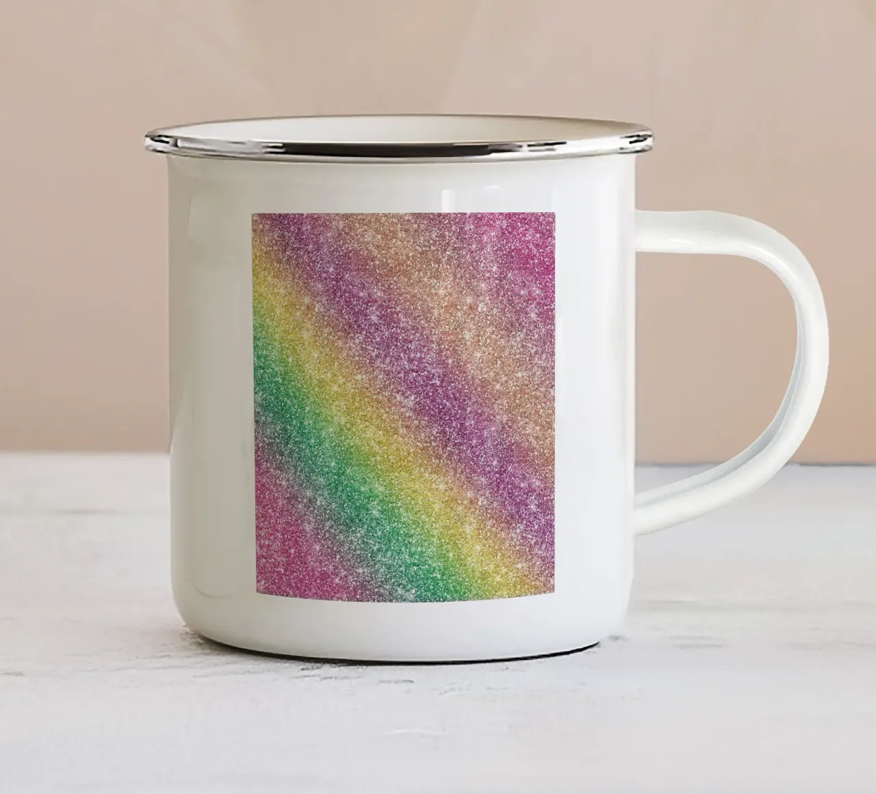 Glitter arcobaleno tazza in smalto da Happy Littles