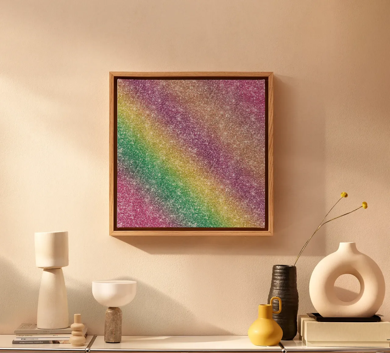 Glitter arcobaleno tela con Cornice a cassetta da Happy Littles
