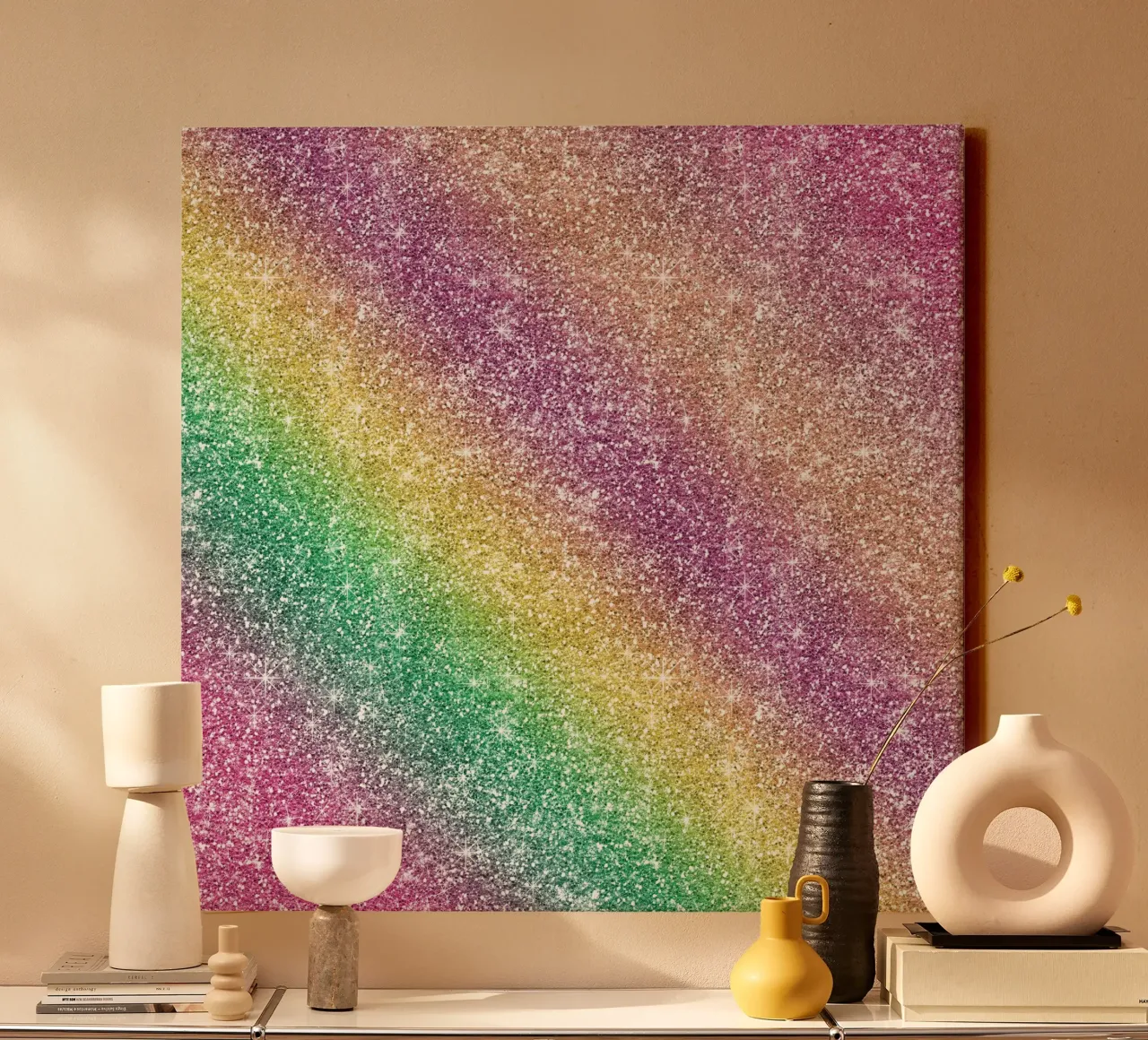 Glitter arcobaleno tela con Cornice a cassetta da Happy Littles