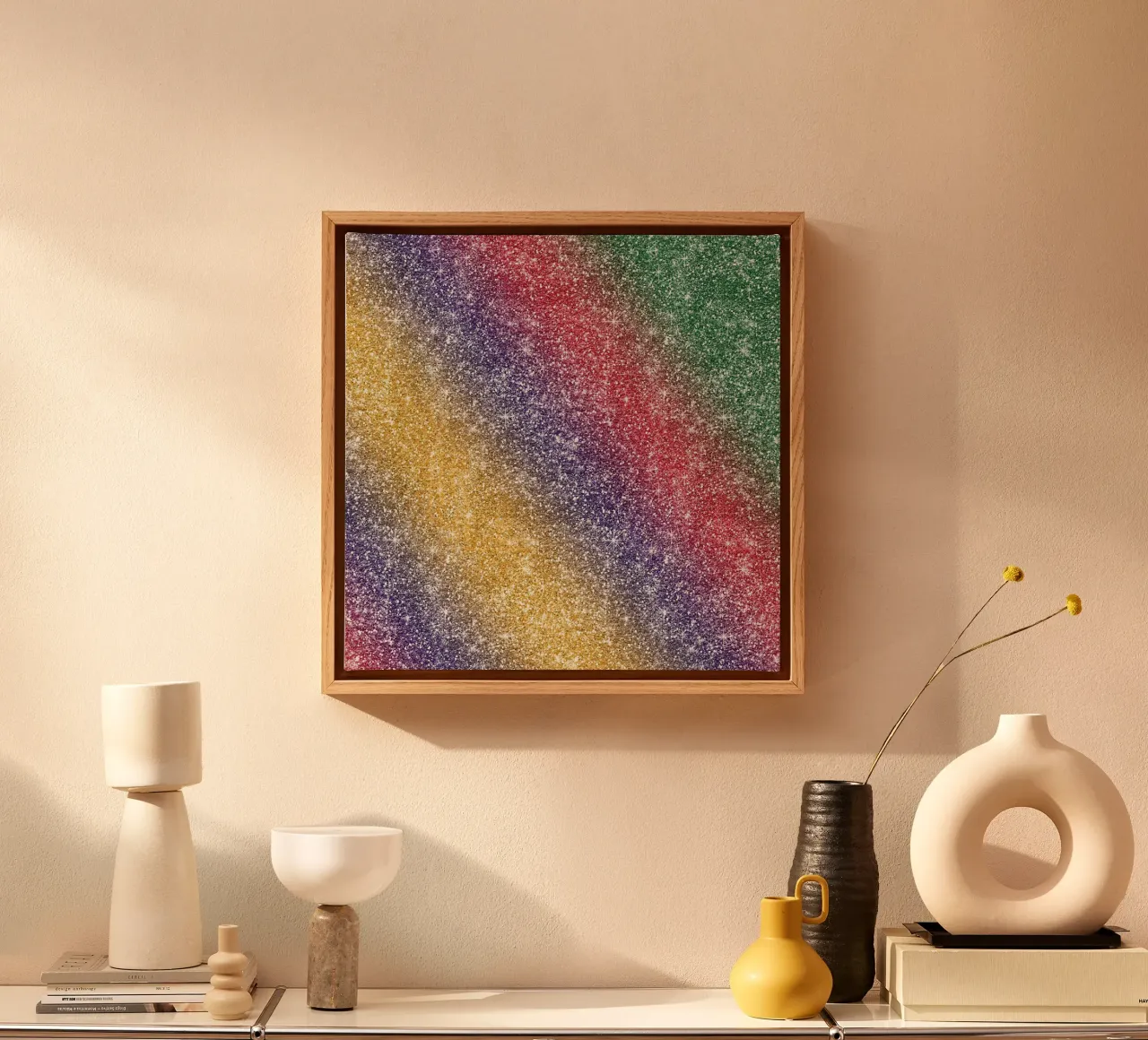 Glitter arcobaleno tela con Cornice a cassetta da Happy Littles