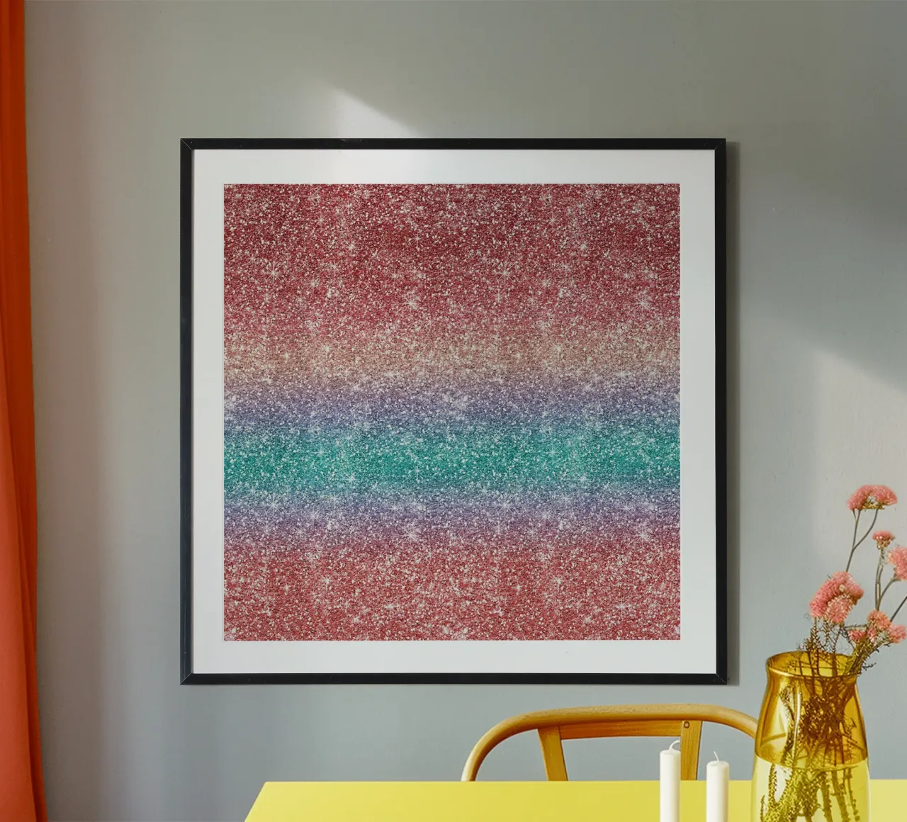 Glitter arcobaleno poster con telaio in plastica da Happy Littles