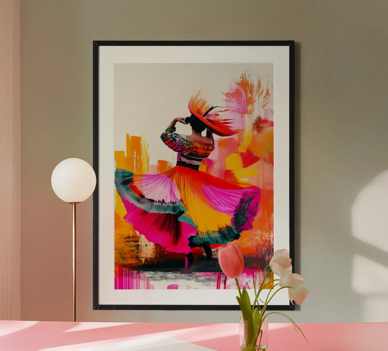 Donna messicana che danza folkloristicamente poster con telaio in plastica da Justyna Jaszke JBJart