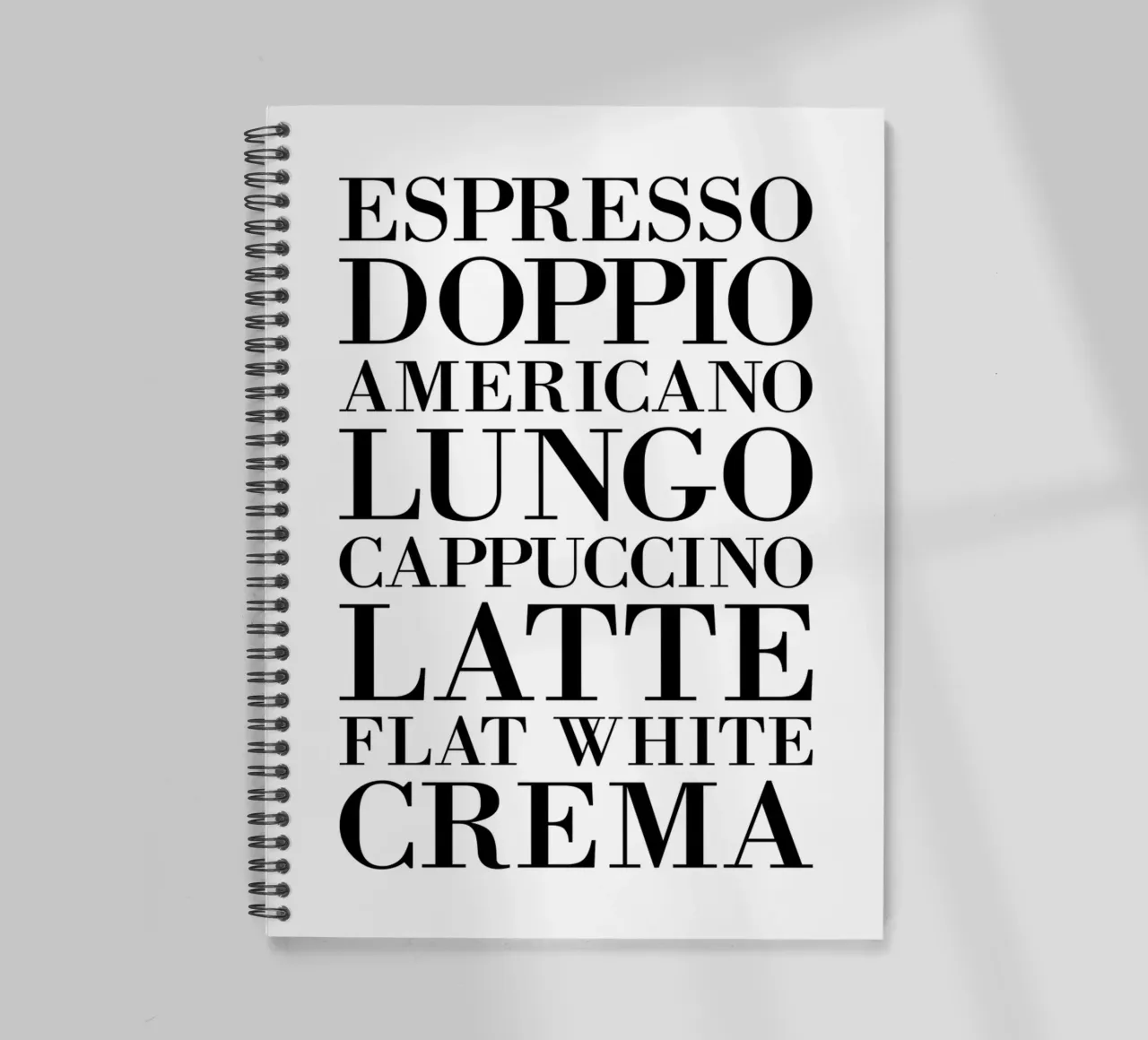 Espresso Coffee Types spiral notebook by Typo Designs