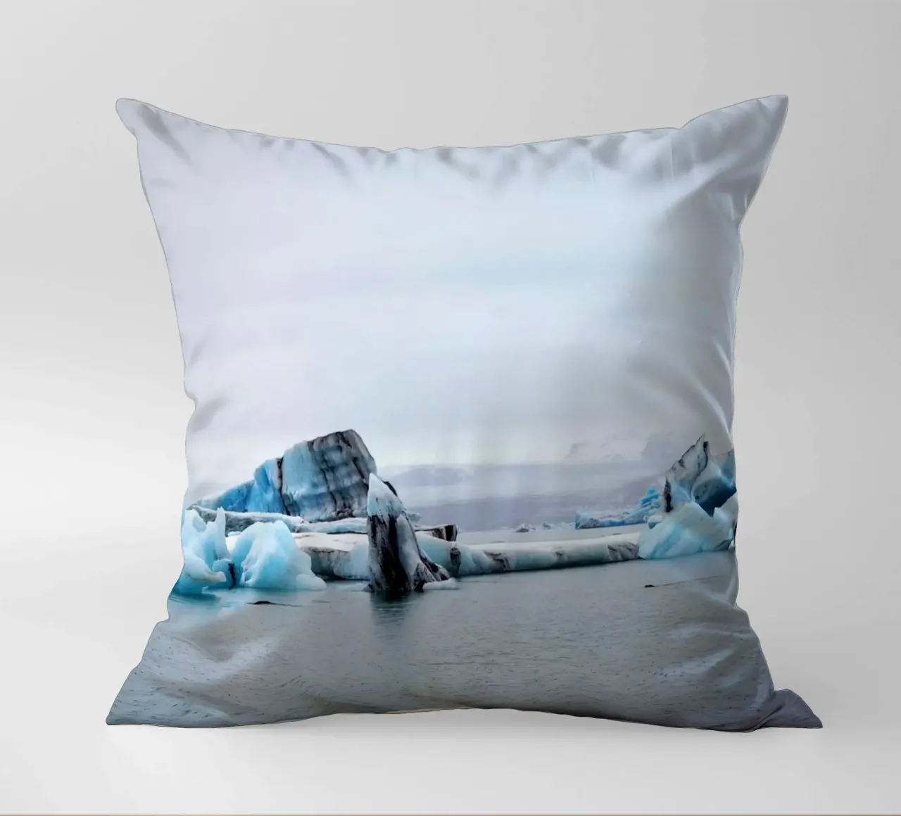 Iceland #07: Jökulsárlón's Icy Majesty - Spot the seal? decorative cushion by zenitt