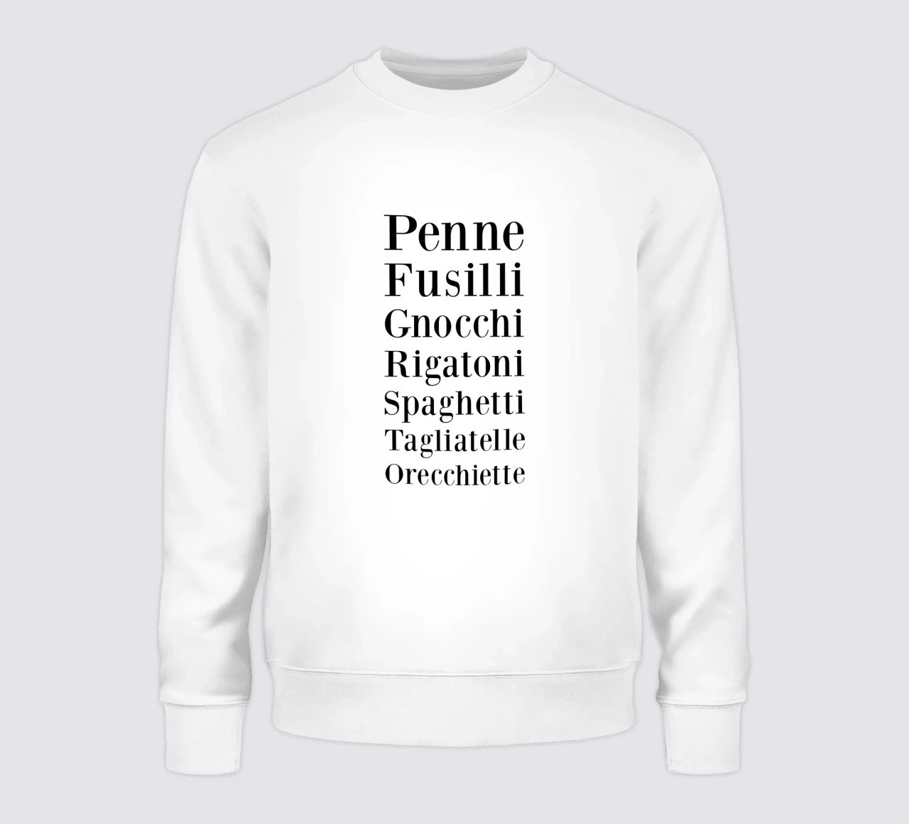 Pasta Types felpa da Typo Designs