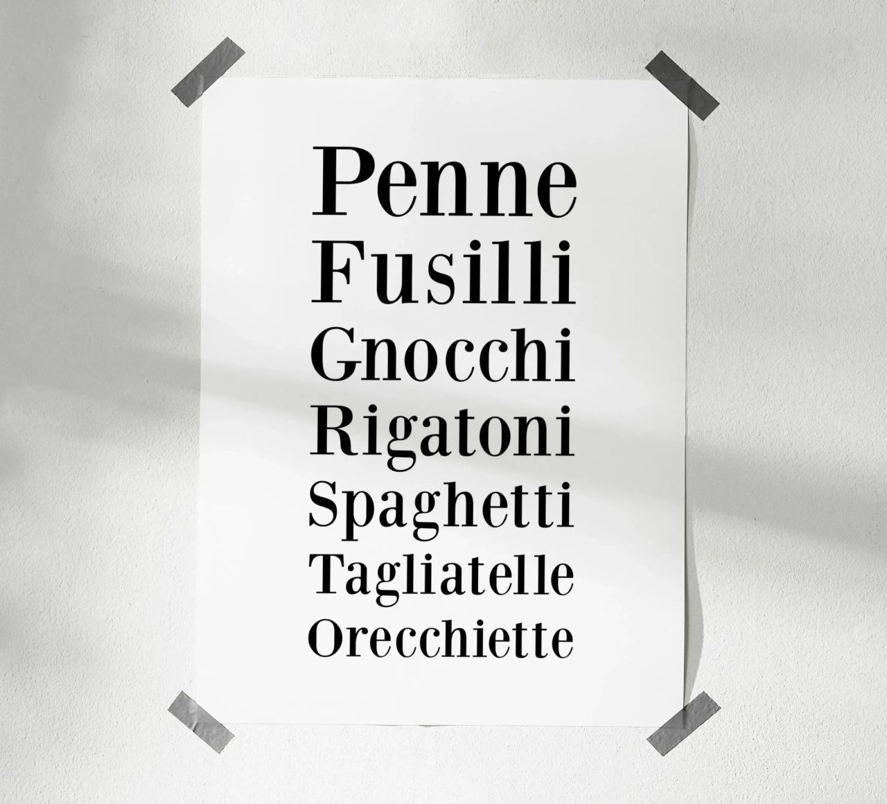 Pasta Types poster da Typo Designs