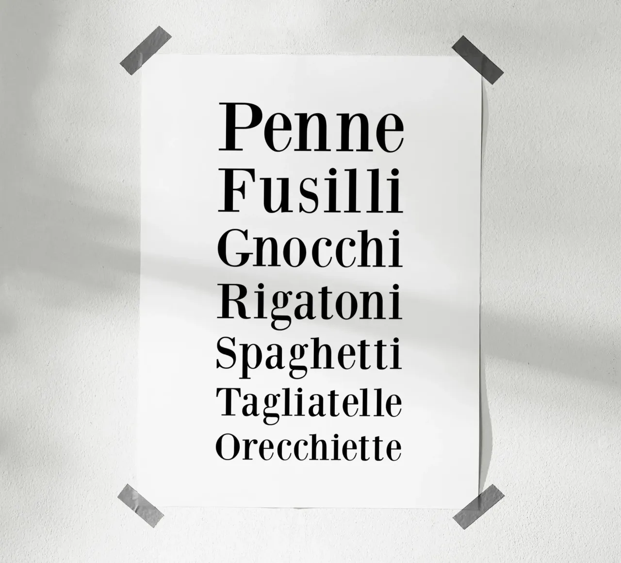 Pasta Types product.type.poster common.byCreator Typo Designs
