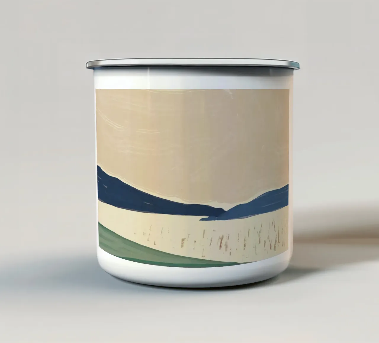 Paesaggio di grandi dimensioni in stile giapponese tazza in smalto da Little Dean