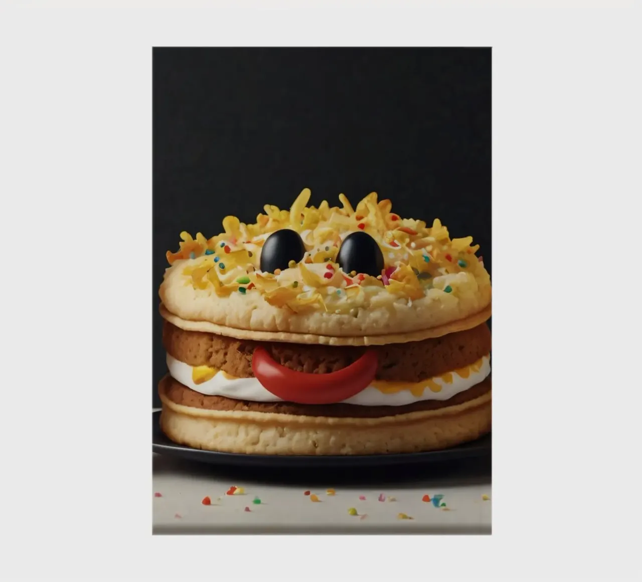 Fun and colorful dessert display featuring a playful burger notebook by DesignDoodle