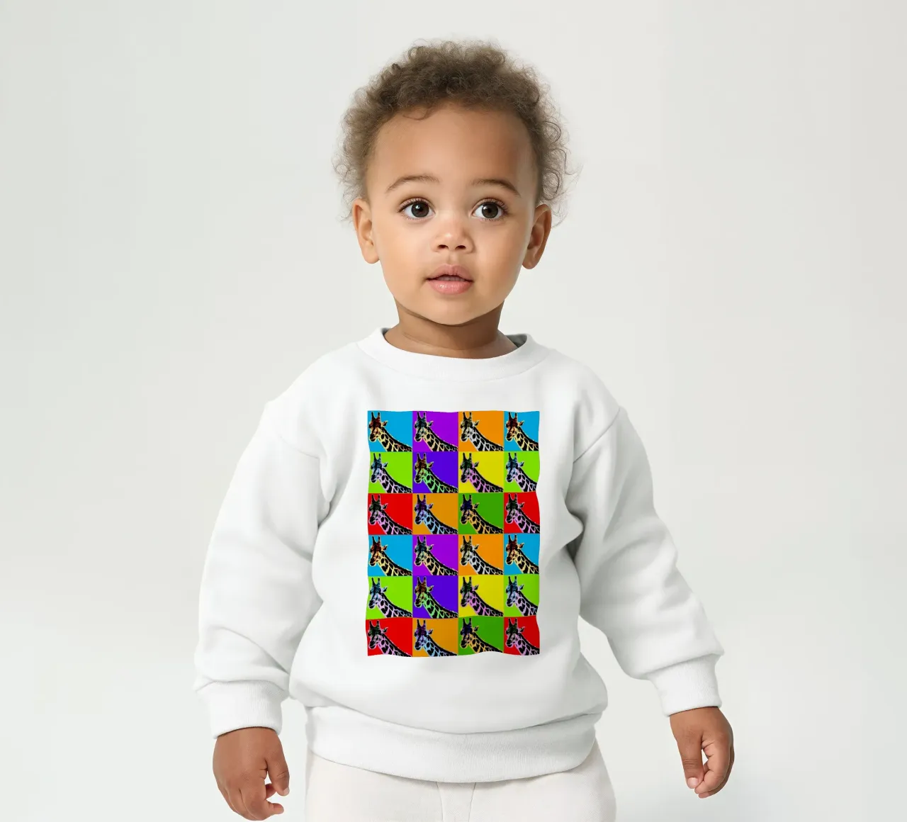Pop Art Giraffa Grid: Colori audaci, moderno e selvaggio, principi vibranti felpa neonato da NorwesClub