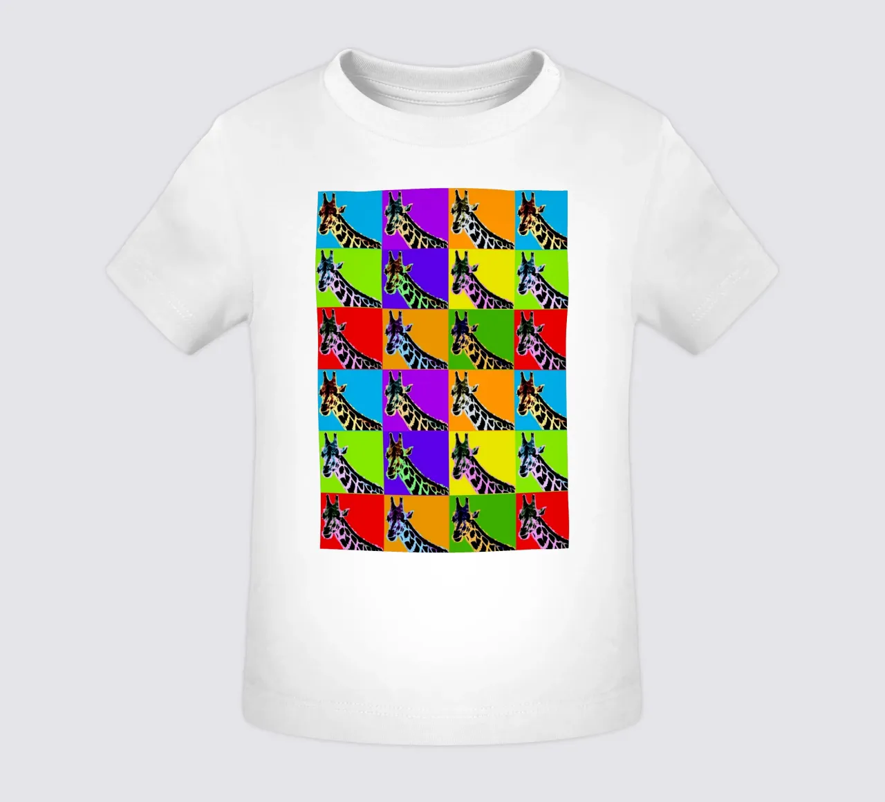 Pop Art Giraffa Grid: Colori audaci, moderno e selvaggio, principi vibranti maglietta neonato da NorwesClub