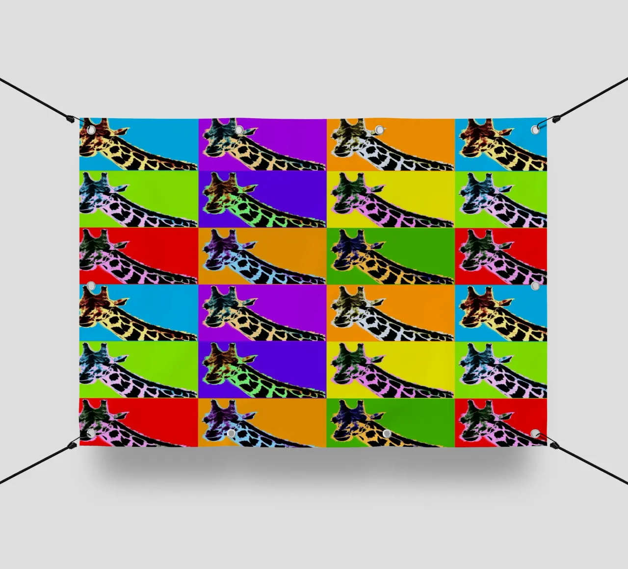 Pop Art Giraffa Grid: Colori audaci, moderno e selvaggio, principi vibranti telo in pvc da NorwesClub