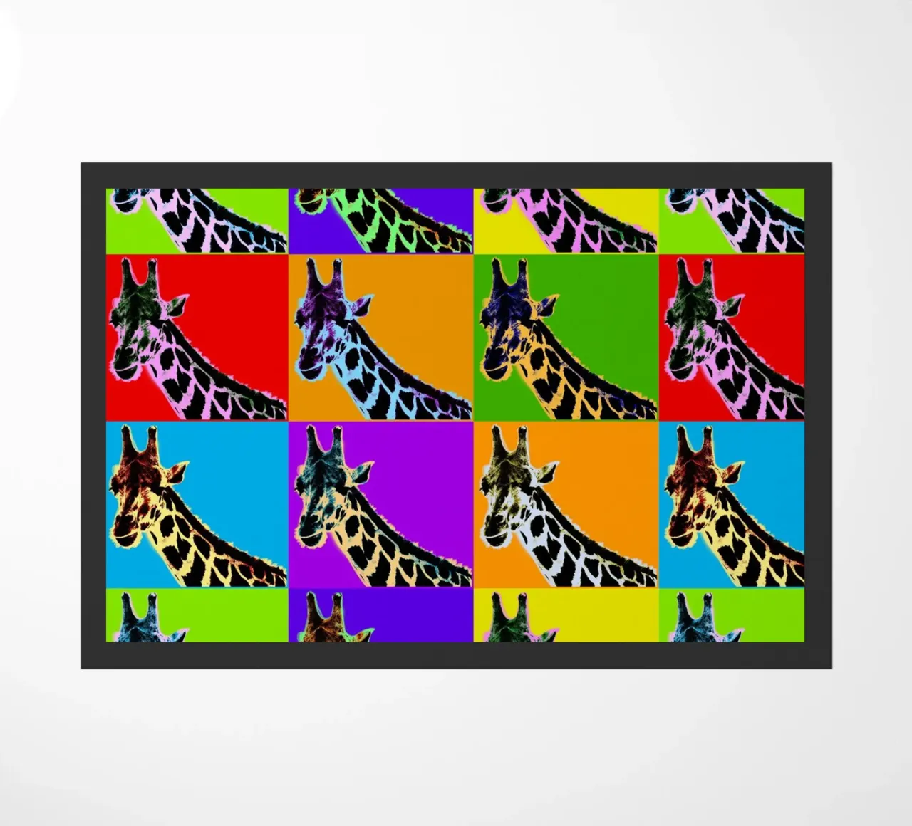 Pop Art Giraffa Grid: Colori audaci, moderno e selvaggio, principi vibranti zerbino da NorwesClub