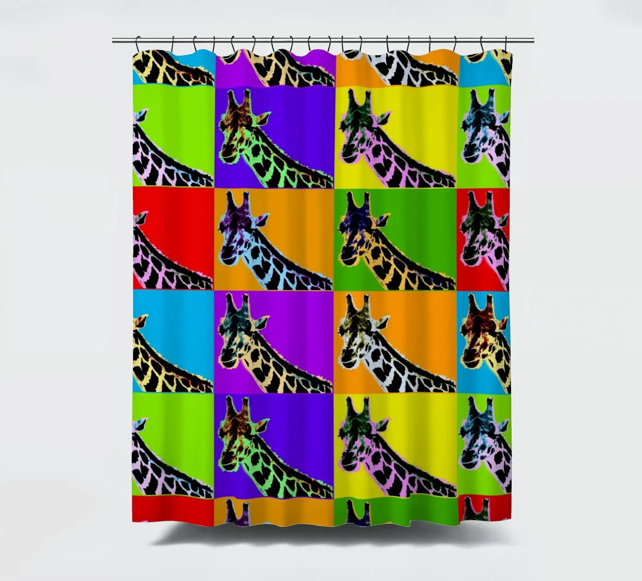 Pop Art Giraffa Grid: Colori audaci, moderno e selvaggio, principi vibranti tenda da doccia da NorwesClub