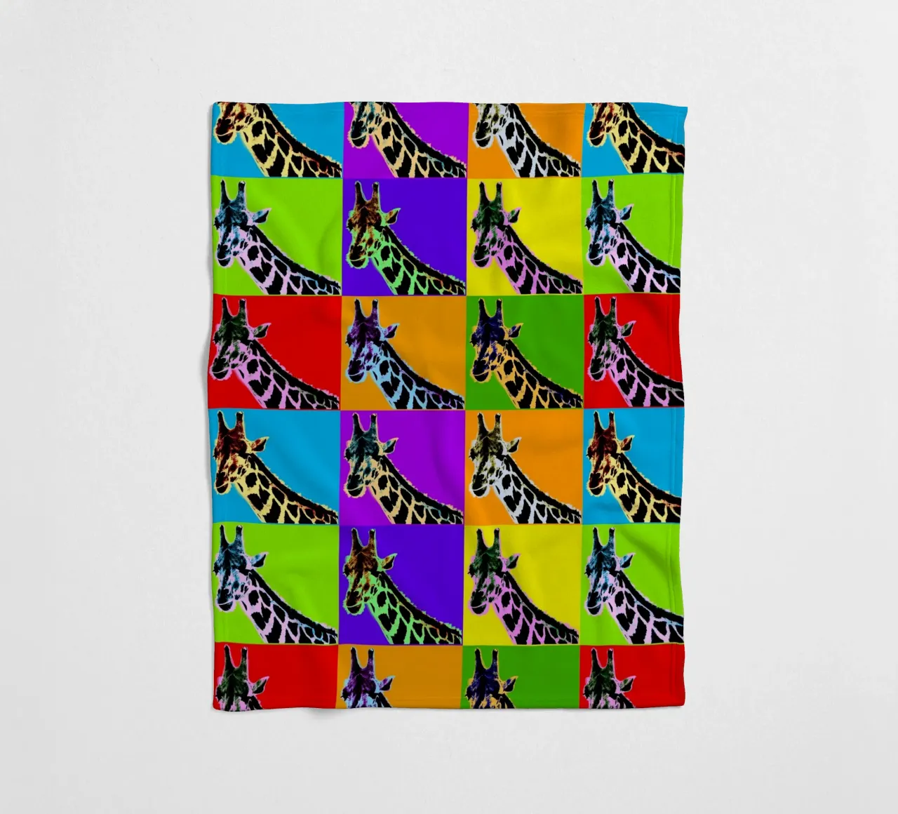 Pop Art Giraffa Grid: Colori audaci, moderno e selvaggio, principi vibranti coperta in pile da NorwesClub