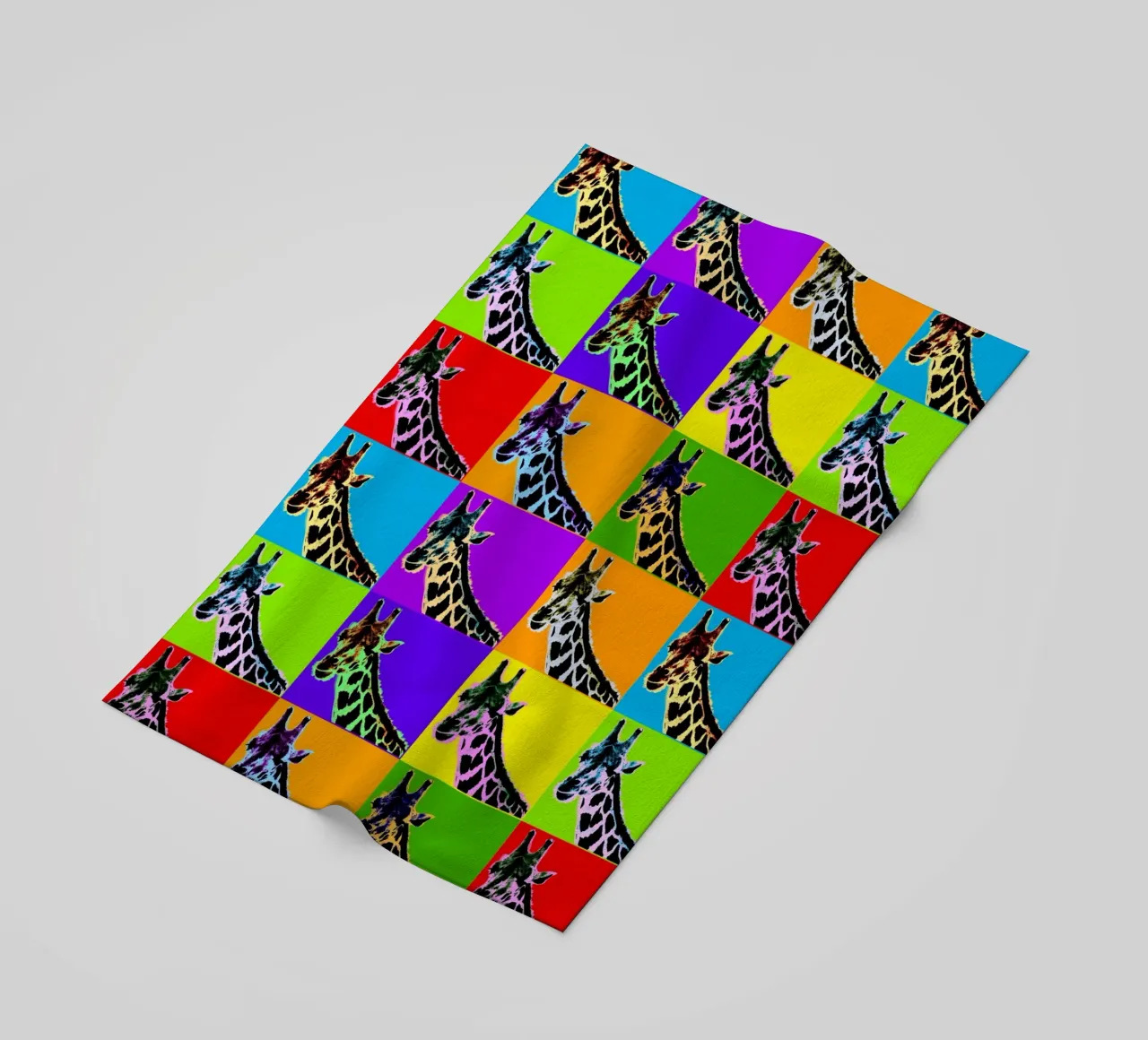 Pop Art Giraffa Grid: Colori audaci, moderno e selvaggio, principi vibranti telo mare da NorwesClub