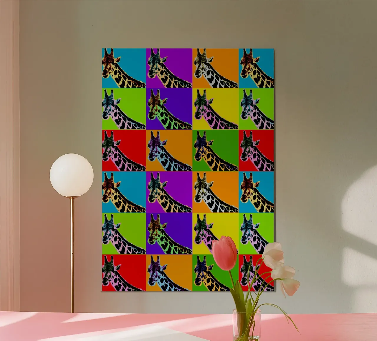 Pop Art Giraffa Grid: Colori audaci, moderno e selvaggio, principi vibranti carta hahnemühle da NorwesClub