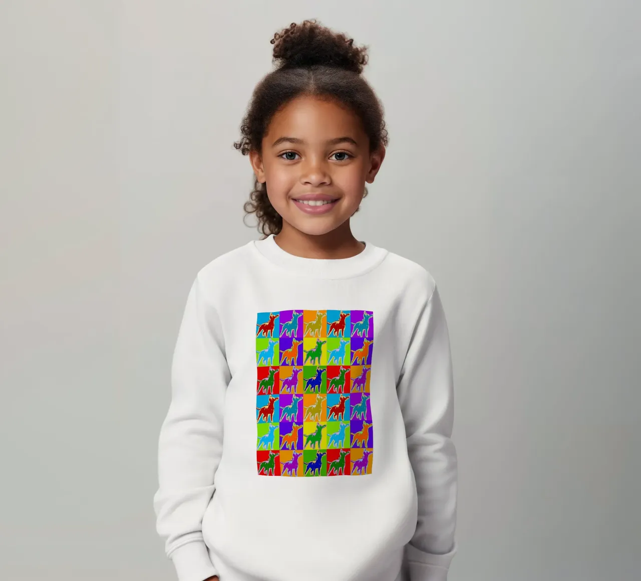Modello di cavallo Pop Art: Equino vibrante, colori audaci, moderno felpa bambino da NorwesClub