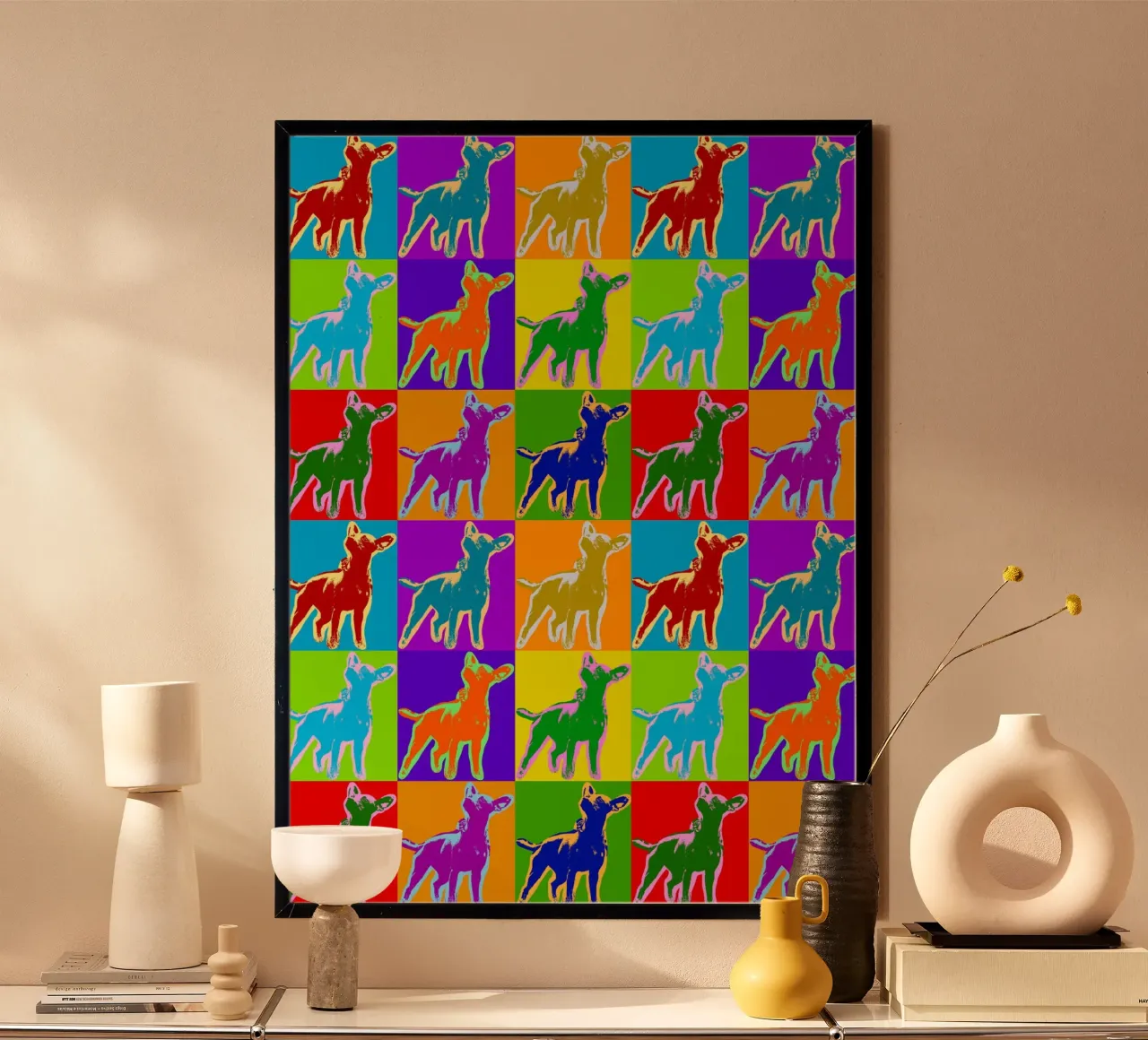Pop-Art-Pferde-Muster: Lebendiges Pferd, kräftige Farben, modern Hahnemühle von NorwesClub