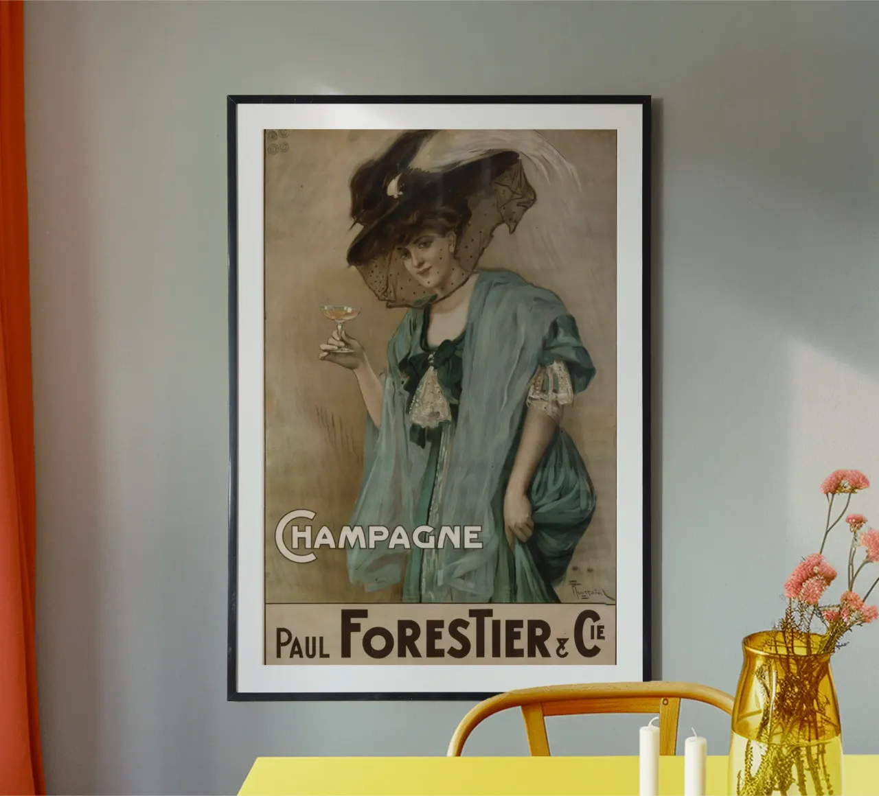 Paul Forestier Champagne Vintage Art Nouveau Poster Print poster con telaio in alluminio da NorwesClub
