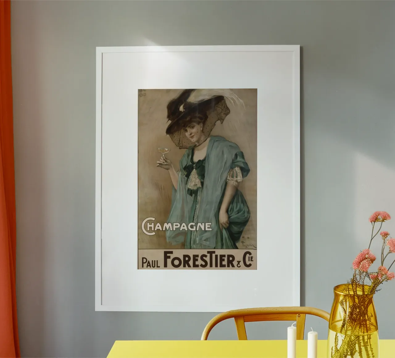 Paul Forestier Champagne Vintage Art Nouveau Poster Print poster con telaio in alluminio da NorwesClub
