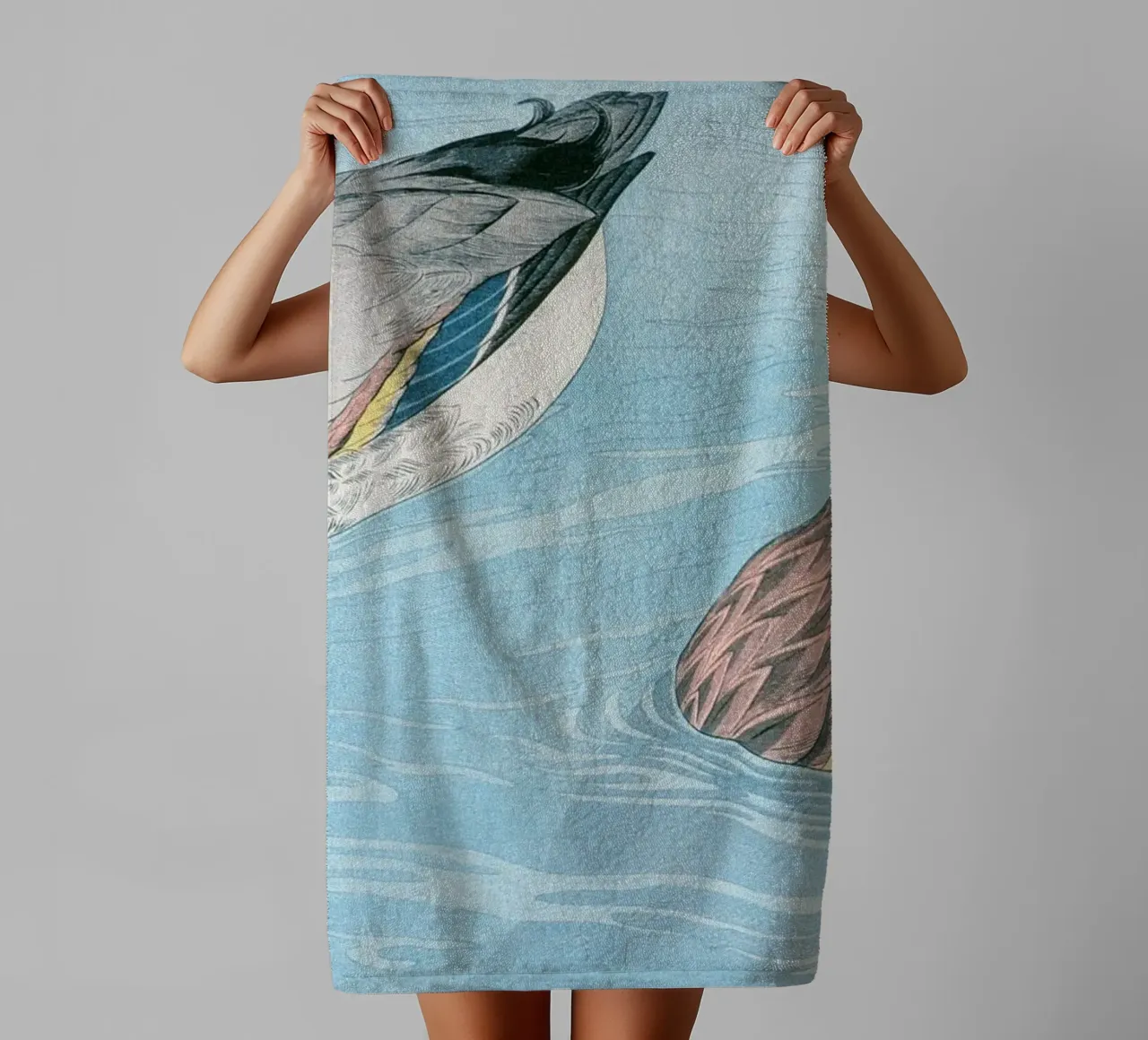 Goyo Hashiguchi "Ducks" Shin-hanga Japanese Woodblock Print towel by NorwesClub