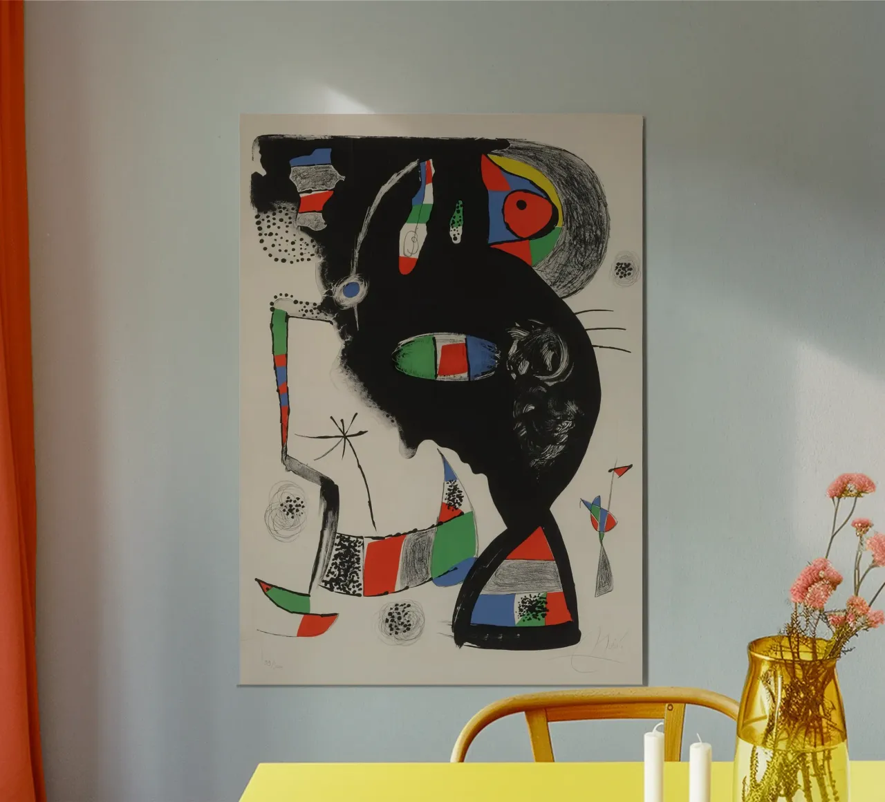 Joan Miró "42 Rue Blomet" Chef-d'œuvre abstrait surréaliste poster avec cadre en aluminium de NorwesClub