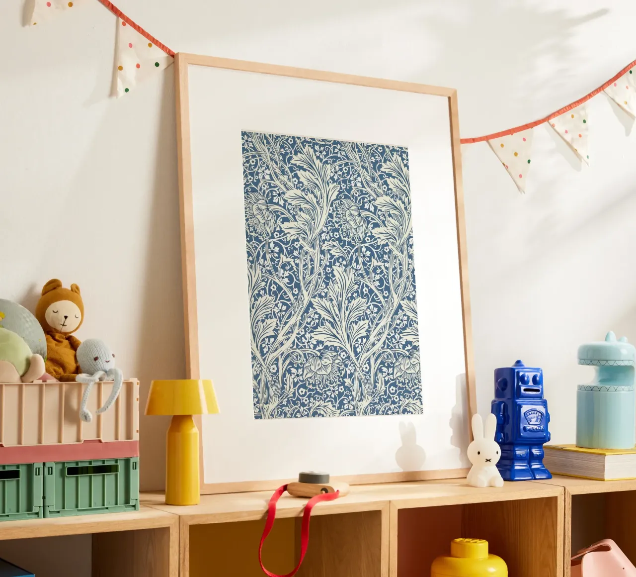 William Morris: Blau-weißes botanisches Kunsthandwerkspatent Poster von NorwesClub