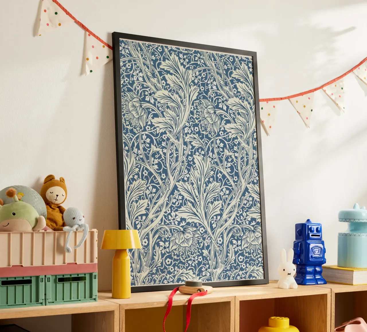 William Morris: Blau-weißes botanisches Kunsthandwerkspatent Poster von NorwesClub