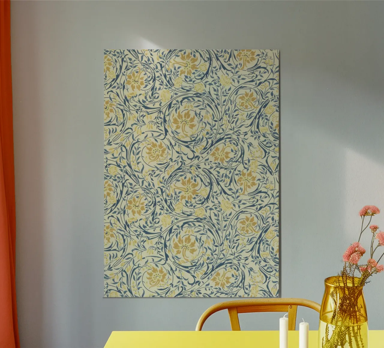 William Morris : motif floral jaune et bleu Arts & Crafts P poster de NorwesClub