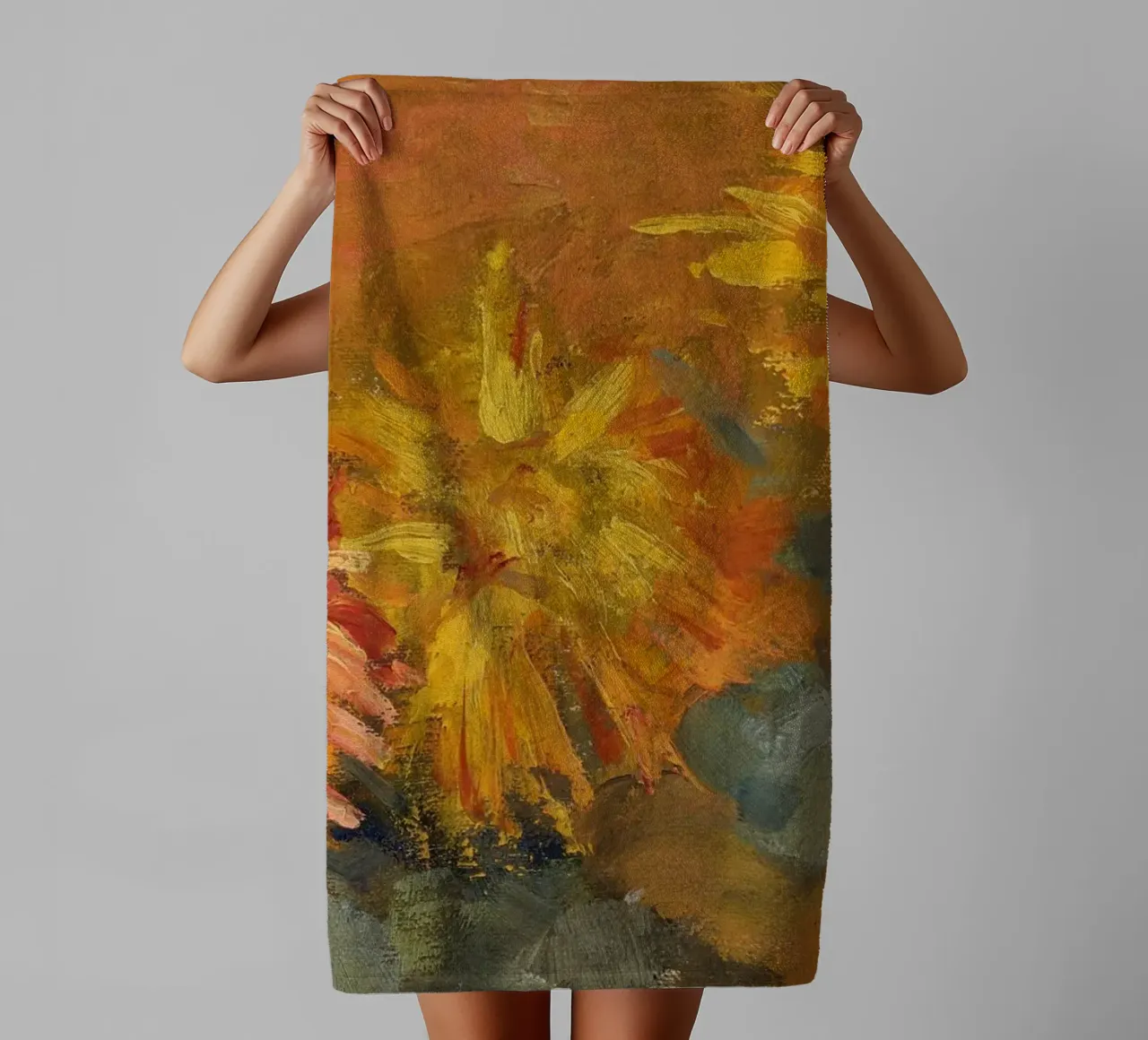 Piet Mondrian: Impressionist Chrysanthemums Floral Art Print towel by NorwesClub