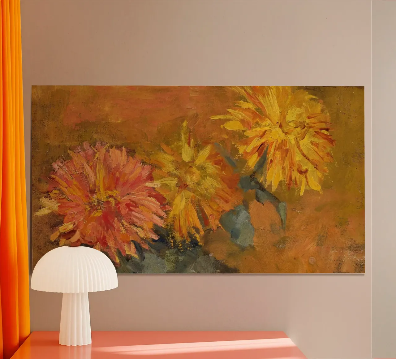 Piet Mondrian: Impressionistische Chrysanthemen Floraler Kunstdruck Poster von NorwesClub
