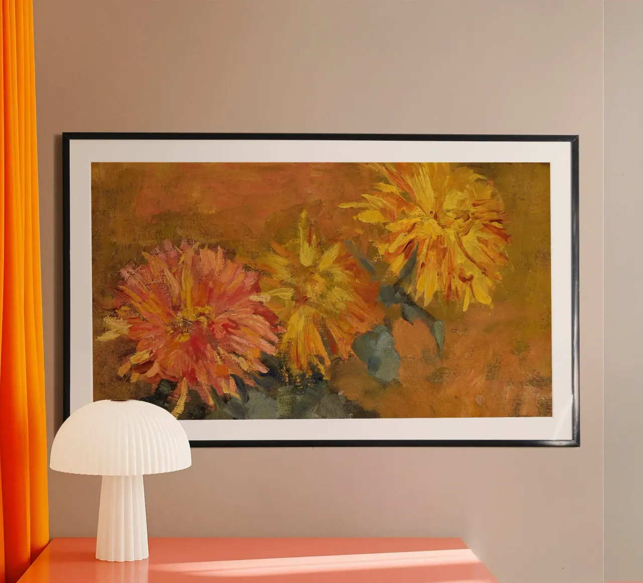 Piet Mondrian: Impressionistische Chrysanthemen Floraler Kunstdruck Poster von NorwesClub