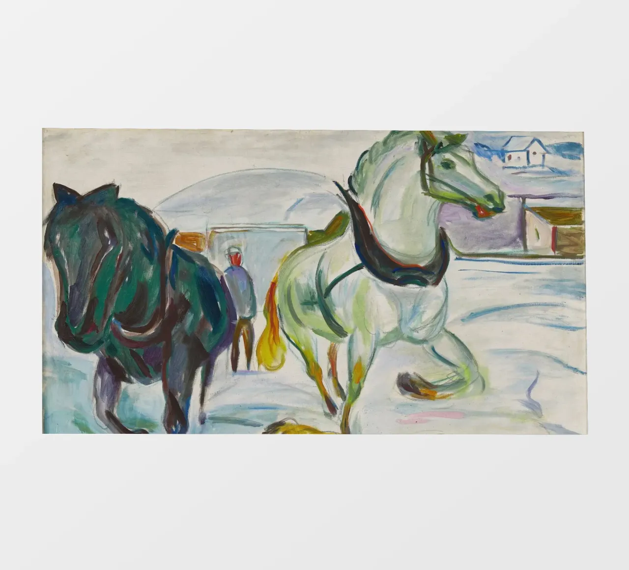 Edvard Munch: Cavalli espressionisti in un paesaggio di neve Arte Pri pellicola backlit da NorwesClub