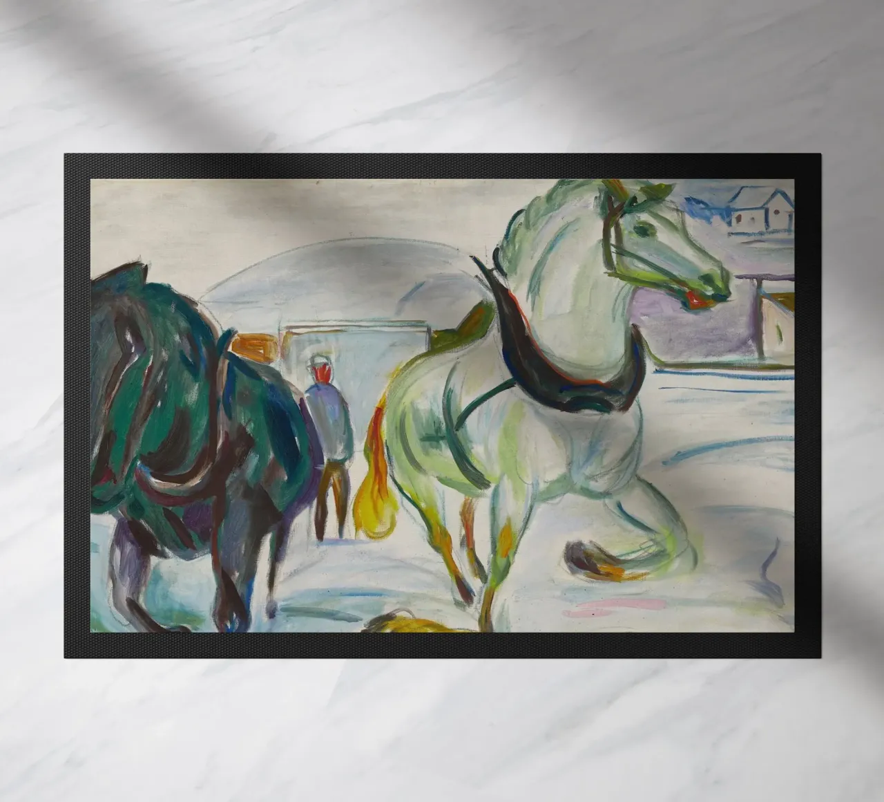 Edvard Munch: Cavalli espressionisti in un paesaggio di neve Arte Pri zerbino da NorwesClub