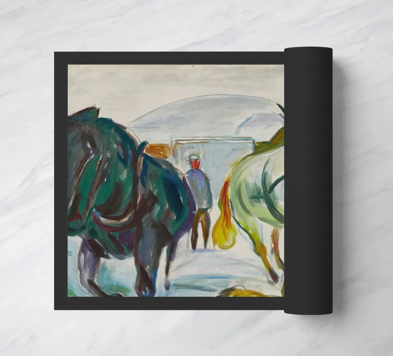 Edvard Munch: Cavalli espressionisti in un paesaggio di neve Arte Pri zerbino da NorwesClub