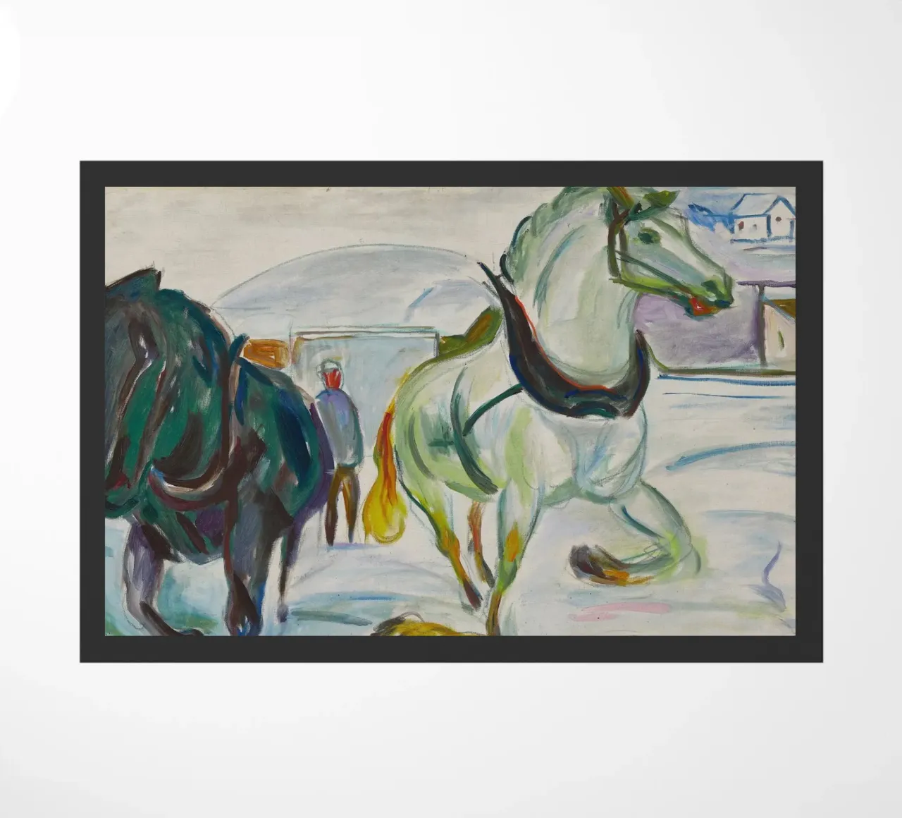Edvard Munch: Cavalli espressionisti in un paesaggio di neve Arte Pri zerbino da NorwesClub