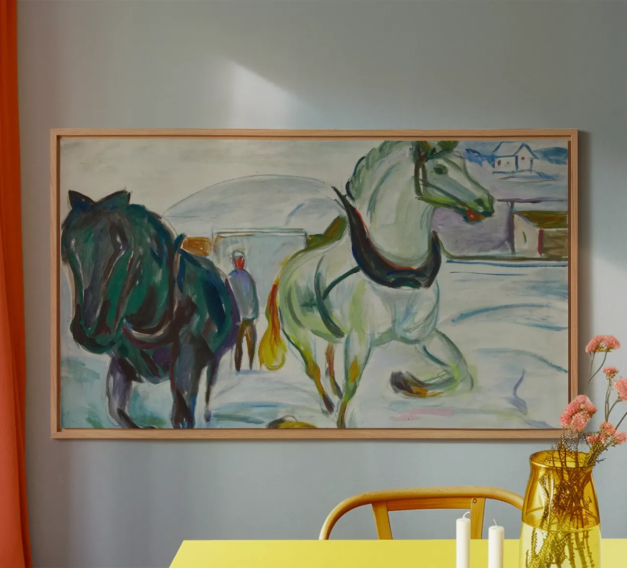 Edvard Munch: Cavalli espressionisti in un paesaggio di neve Arte Pri alluminio dibond da NorwesClub