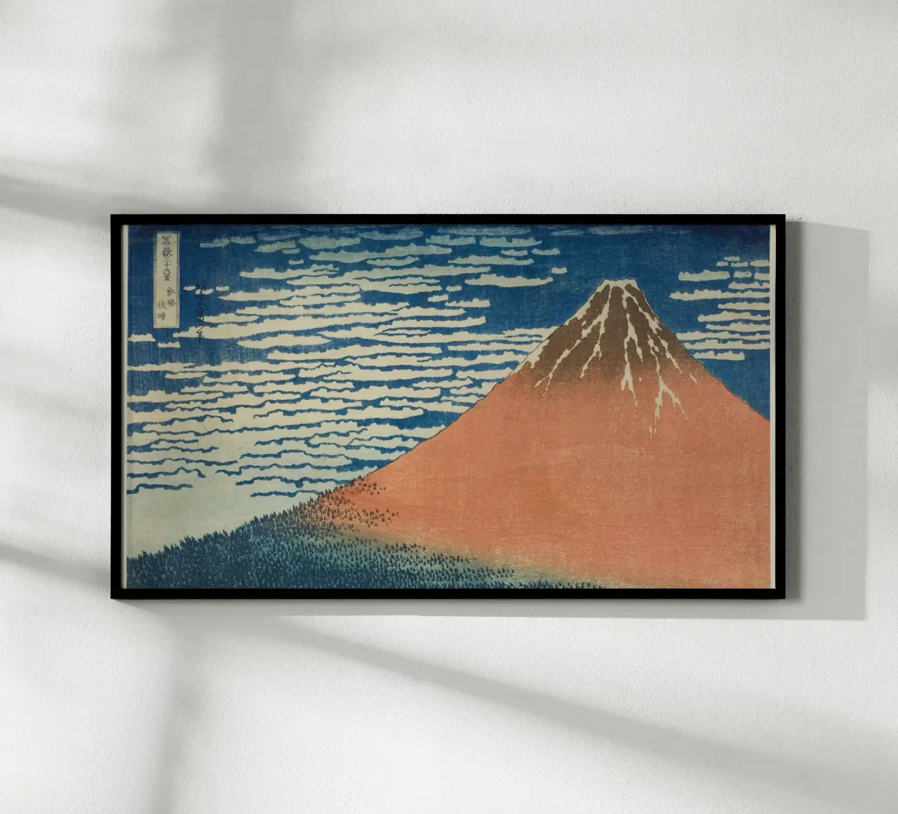 Hokusai: Fuji rosso, Icona Ukiyo-e, Monte Fuji, Arte giapponese poster con telaio in legno da NorwesClub