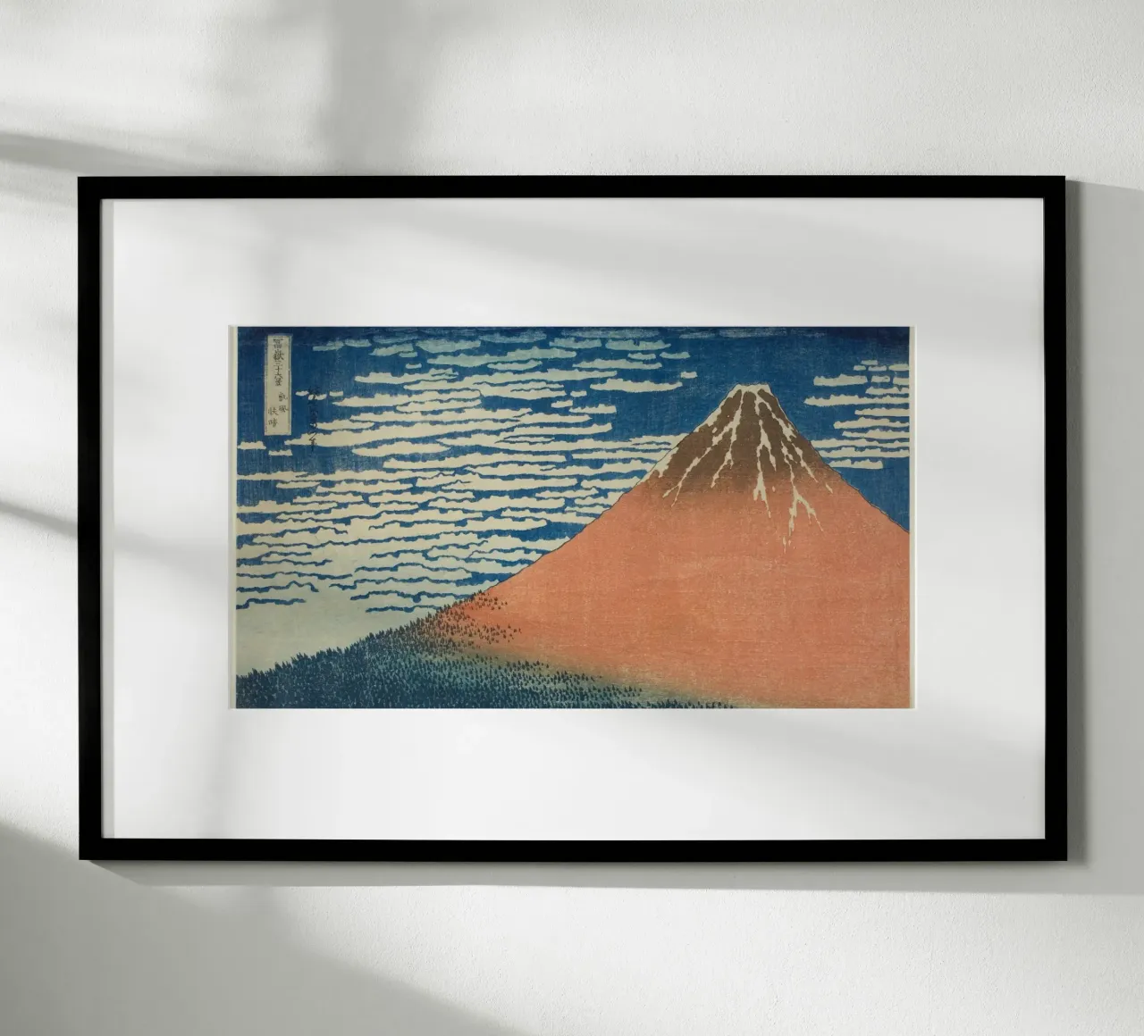 Hokusai: Fuji rosso, Icona Ukiyo-e, Monte Fuji, Arte giapponese poster con telaio in legno da NorwesClub