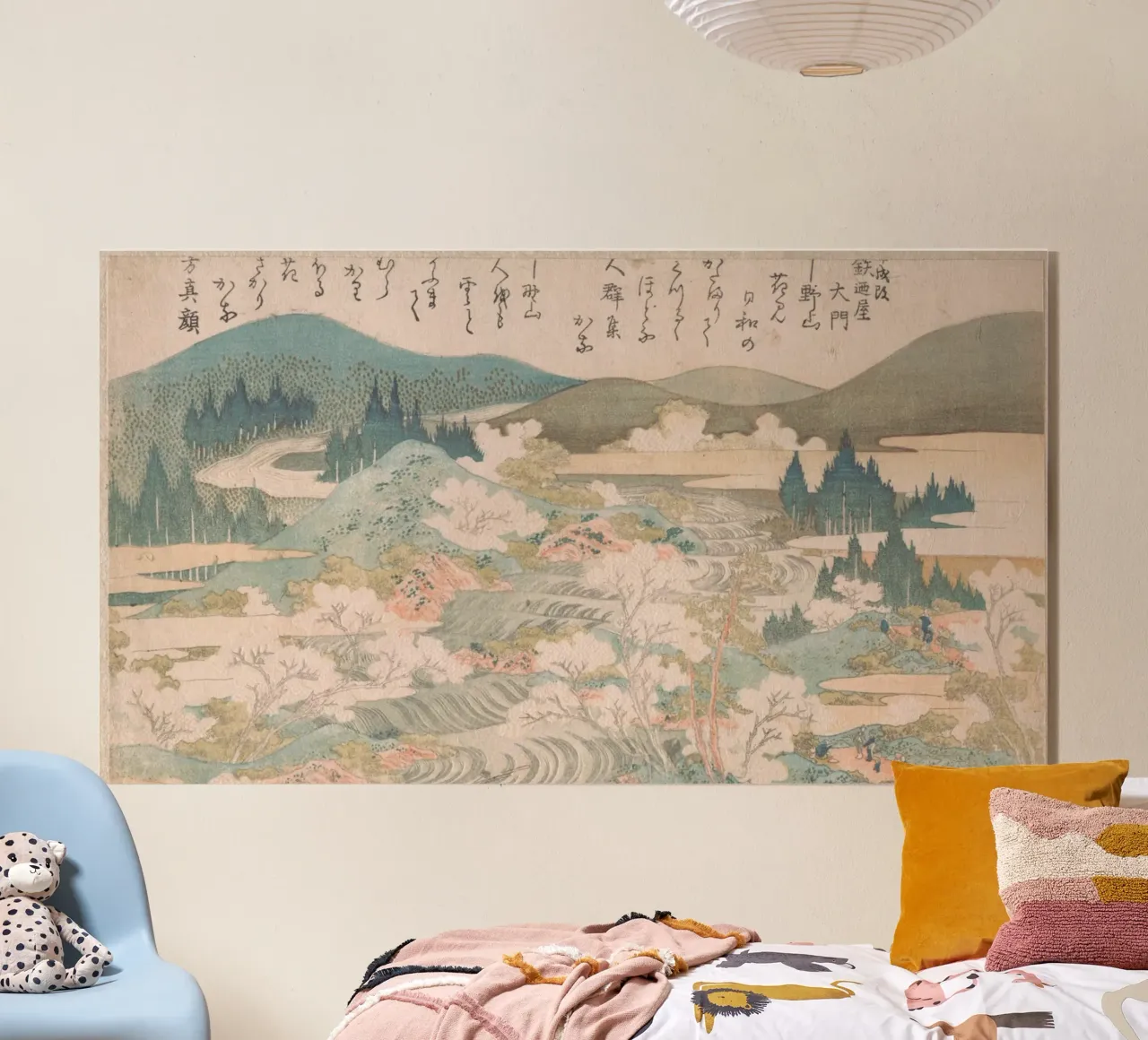 Hokusai: Yoshino River, Ukiyo-e Landscape, Cherry Blossoms acrylic glass by NorwesClub