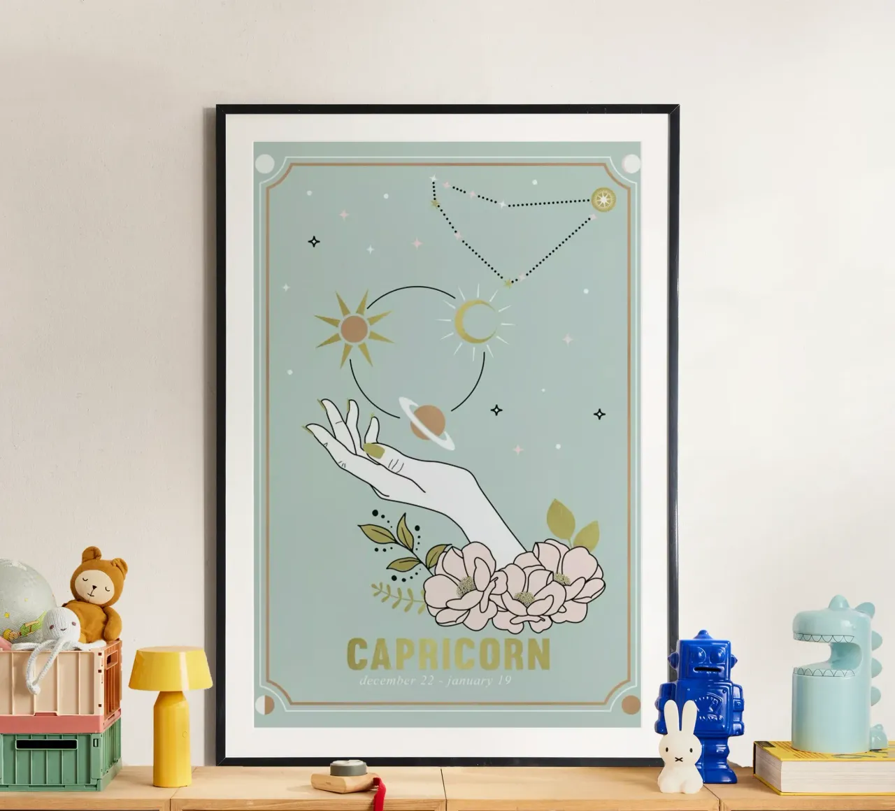 Capricorn poster con telaio in alluminio da cafelab