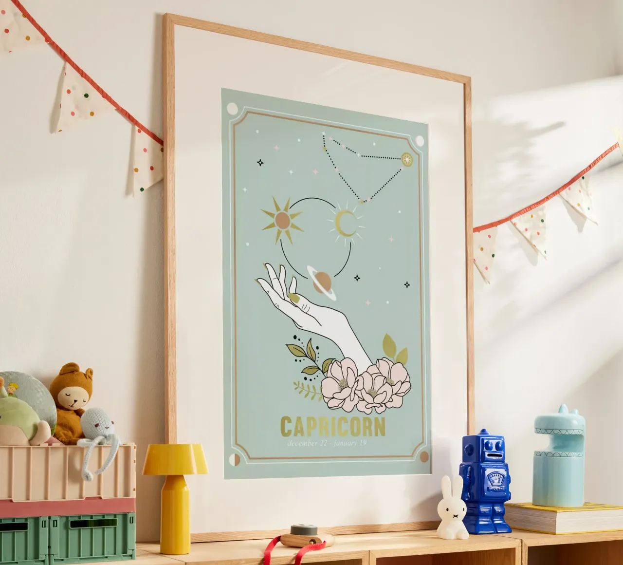 Capricorn poster con telaio in alluminio da cafelab