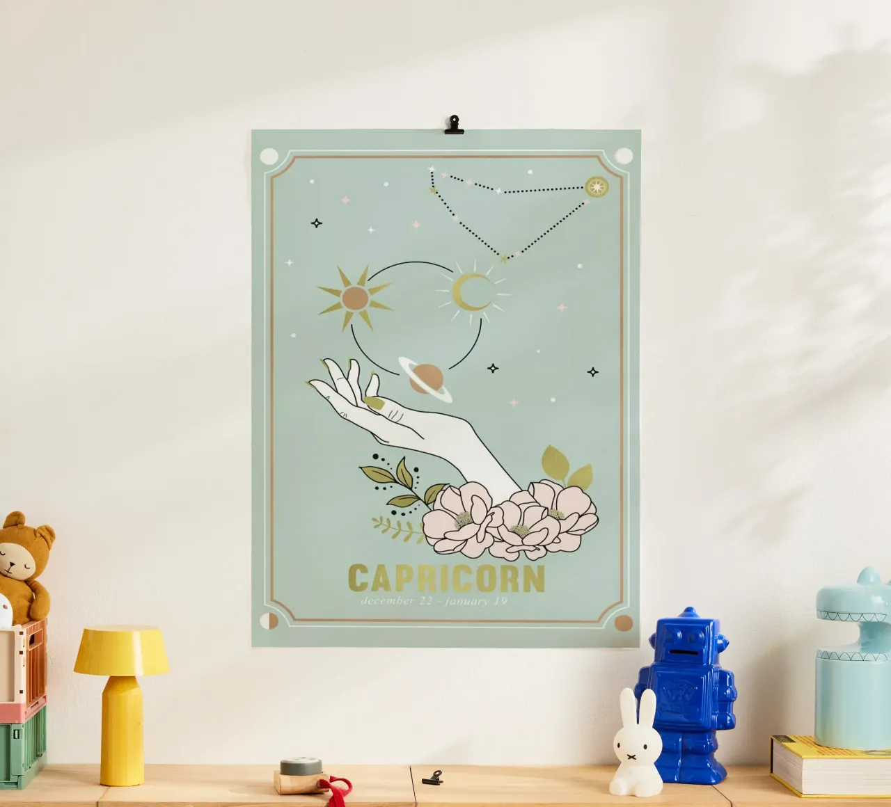 Capricorn poster con telaio in alluminio da cafelab