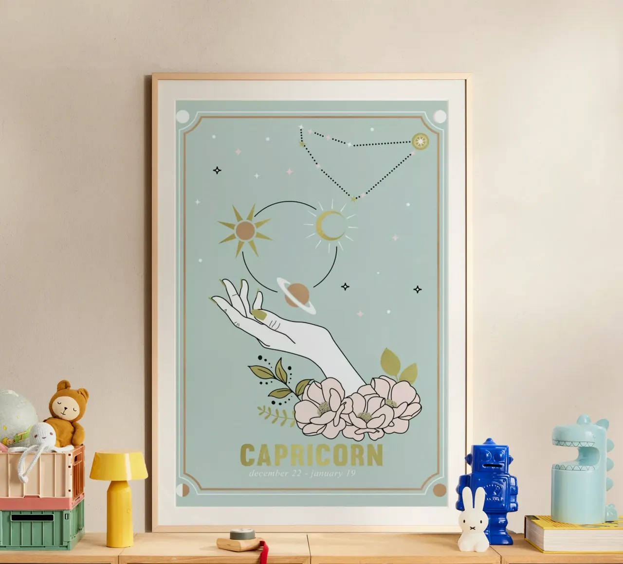Capricorn poster con telaio in alluminio da cafelab