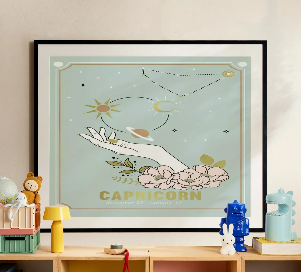 Capricorn poster con telaio in alluminio da cafelab